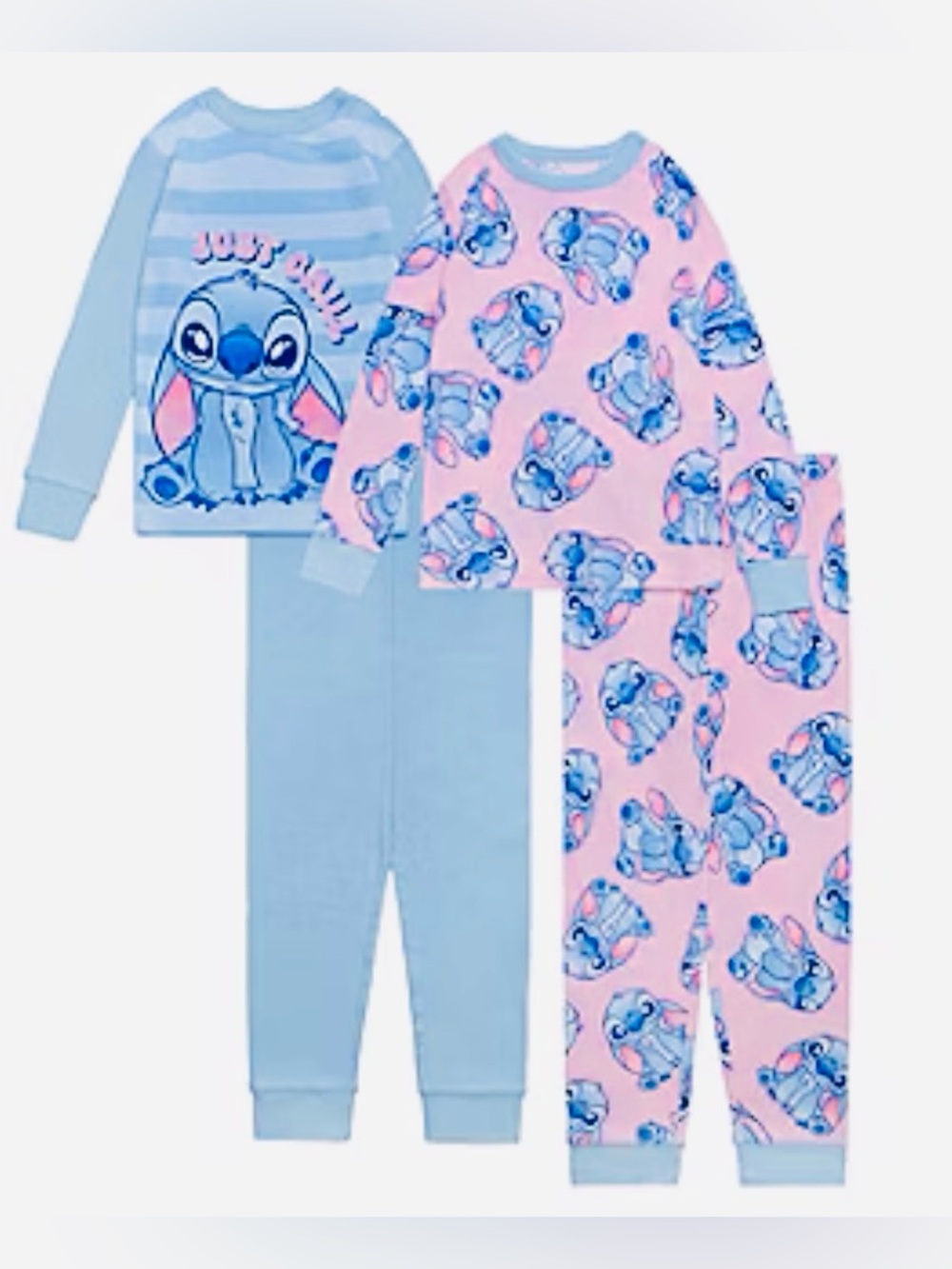 Disney Collection Girls Lilo & Stitch Crew Neck Long Sleeve 4-pc. Pajama Sets